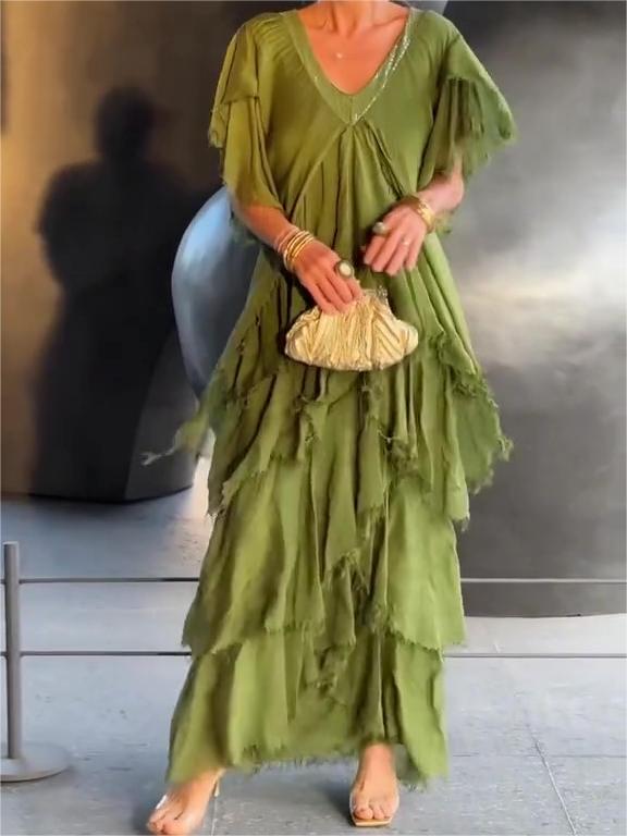 š„Elegant V-neck Maxi Dress(BUY 2 FREE SHIPPING)