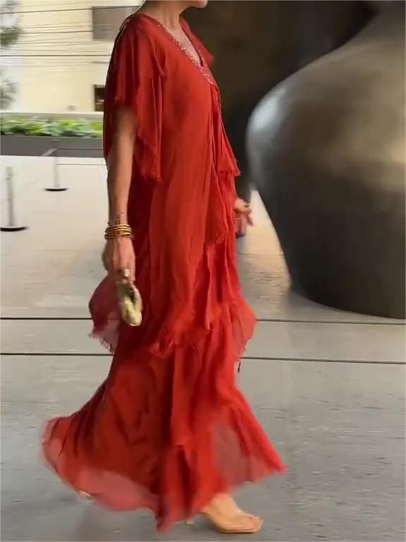 š„Elegant V-neck Maxi Dress(BUY 2 FREE SHIPPING)