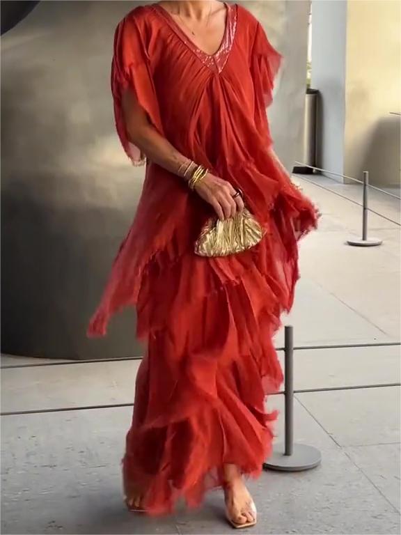 š„Elegant V-neck Maxi Dress(BUY 2 FREE SHIPPING)
