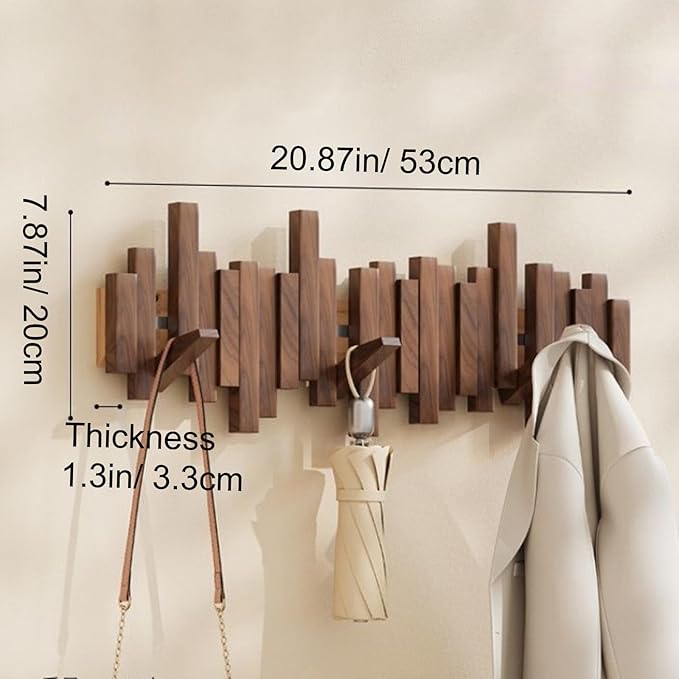 Wall-mounted wooden coat rack Piano key style design