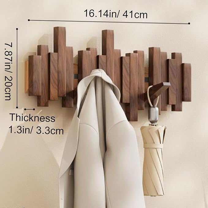 Wall-mounted wooden coat rack Piano key style design