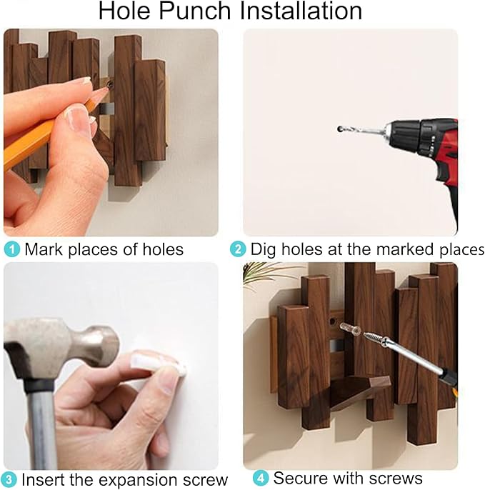 Wall-mounted wooden coat rack Piano key style design