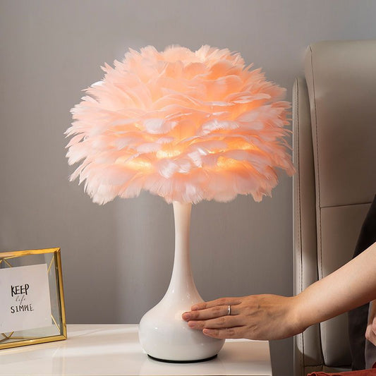 Feather bedside lamp