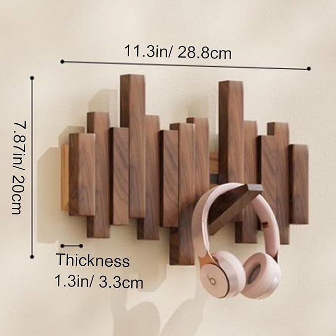 Wall-mounted wooden coat rack Piano key style design