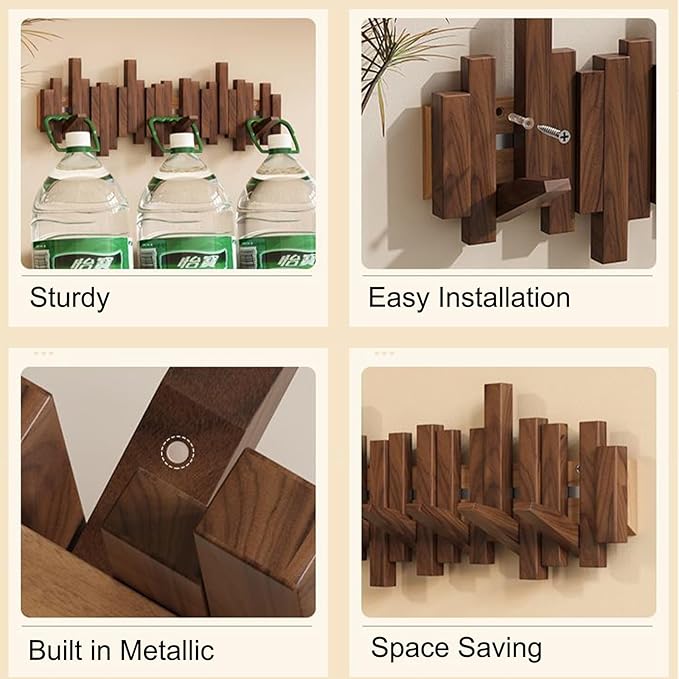 Wall-mounted wooden coat rack Piano key style design